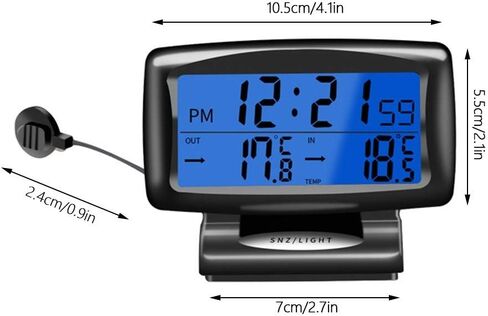 Car Digital Clock Thermometer, Multi-Functional Car Dashboard Thermometer with Backlight Display Mini Car Clock Thermometer Monitor for Indoor and Outdoor in Saudi Arabia