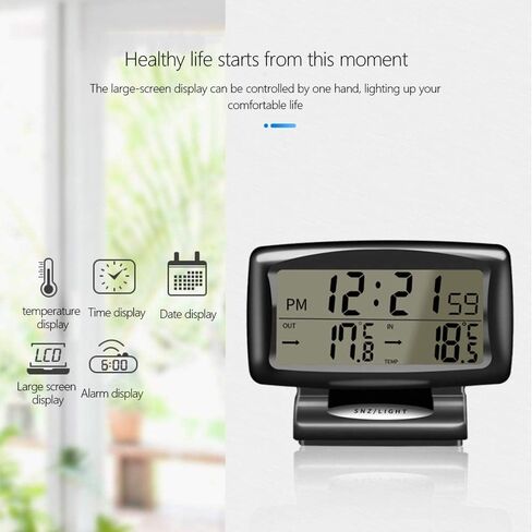 Car Digital Clock Thermometer, Multi-Functional Car Dashboard Thermometer with Backlight Display Mini Car Clock Thermometer Monitor for Indoor and Outdoor in Saudi Arabia