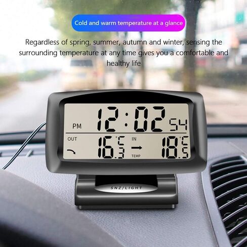 Car Digital Clock Thermometer, Multi-Functional Car Dashboard Thermometer with Backlight Display Mini Car Clock Thermometer Monitor for Indoor and Outdoor in Saudi Arabia
