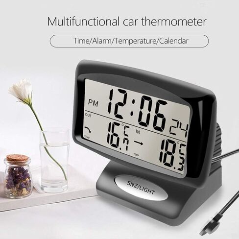 Car Digital Clock Thermometer, Multi-Functional Car Dashboard Thermometer with Backlight Display Mini Car Clock Thermometer Monitor for Indoor and Outdoor in Saudi Arabia