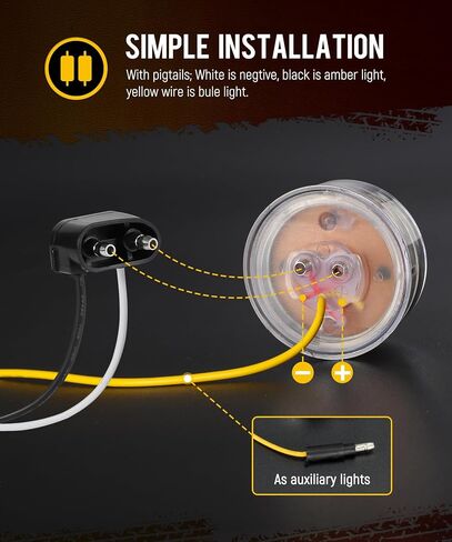 Partsam 2Pcs Dual Color 2.5 inch Round 13 LED Marker Light, Amber Side Marker Clearance Lights to Blue Auxiliary Lights for Trailer Truck, Clear Lens,12V, Waterproof in Saudi Arabia