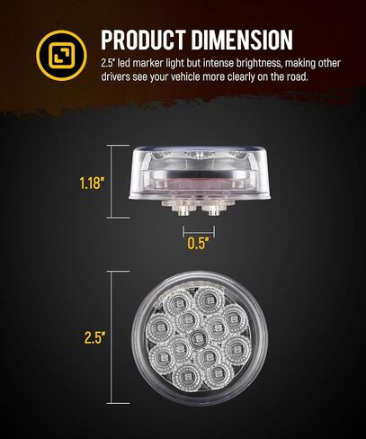 Partsam 2Pcs Dual Color 2.5 inch Round 13 LED Marker Light, Amber Side Marker Clearance Lights to Blue Auxiliary Lights for Trailer Truck, Clear Lens,12V, Waterproof in Saudi Arabia