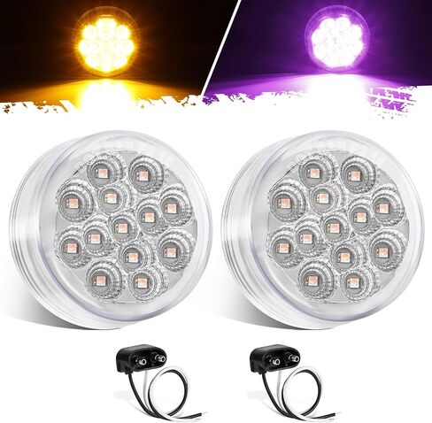 Partsam 2Pcs Dual Color 2.5 inch Round 13 LED Marker Light, Amber Side Marker Clearance Lights to Blue Auxiliary Lights for Trailer Truck, Clear Lens,12V, Waterproof in Saudi Arabia