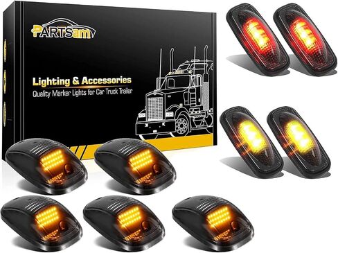Partsam Smoke Set 5PCs Cab Top Roof Running Marker Light Amber w Wiring Pack + 4Pcs LED Side Fender Marker Lights Replacement for Dodge Ram 2003-2009 and Ram 2011-2017 Pickup Trucks Dually Bed in Saudi Arabia