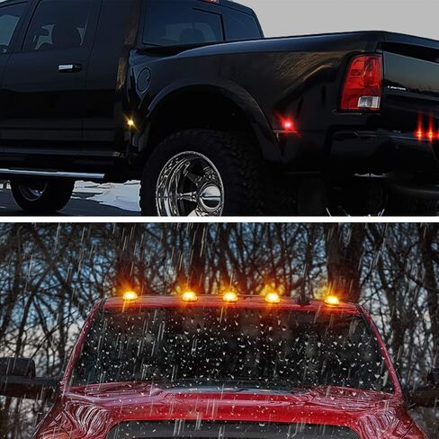 Partsam Smoke Set 5PCs Cab Top Roof Running Marker Light Amber w Wiring Pack + 4Pcs LED Side Fender Marker Lights Replacement for Dodge Ram 2003-2009 and Ram 2011-2017 Pickup Trucks Dually Bed in Saudi Arabia