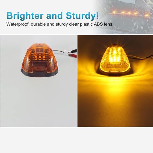 Partsam 5 قطع مصابيح علامة الكابينة، مصابيح تشغيل السقف LED الكهرمانية، مجموعة مصابيح التخليص العلوي 16LED متوافقة مع F250 F350 F450 F550 أضواء الكابينة 1999-2016/E350 E450 2017 2018 شاحنة بيك اب فائقة التحمل in Saudi Arabia