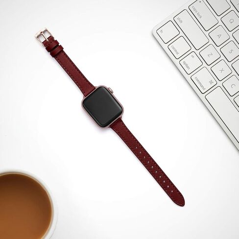 STIROLL Slim Leather Band Compatible with Apple Watch Bands for Women | Genuine Leather Thin Strap, 38mm 40mm 41mm 42mm(Series 11 10), Fits iWatch SE 9 8 7 6 5 4 3 2 1, for Small Wrists, Daily Wear in Kuwait