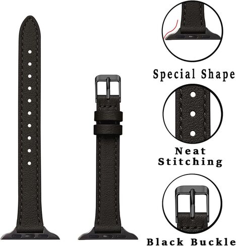 أحزمة جلدية رفيعة من STIROLL متوافقة مع سوار ساعة Apple 38 مم 40 مم 41 مم 42 مم 44 مم 45 مم 49 مم، ساعة من الجلد المحبب العلوي مع سوار معصم رفيع لسلسلة iWatch Ultra SE 9/8/7/6/5/4/3/2/1 in Kuwait