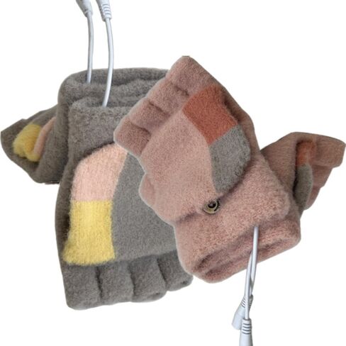 Women's & Men's USB Heated Gloves Mitten Winter Hands Warm Laptop Gloves, Knitting Hands Full & Half Heated Fingerless Heating Warmer Washable Design 2 Pack Multicolor in Saudi Arabia
