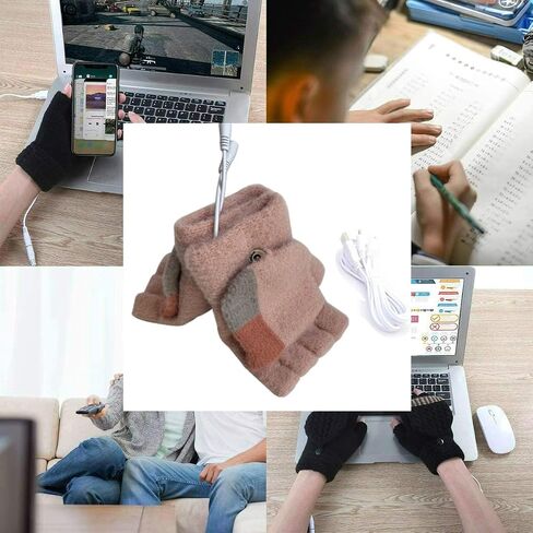 Women's & Men's USB Heated Gloves Mitten Winter Hands Warm Laptop Gloves, Knitting Hands Full & Half Heated Fingerless Heating Warmer Washable Design 2 Pack Multicolor in Saudi Arabia