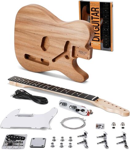 DIY ST Style Electric Guitar Kits with Poplar Body and Canadian Hard Maple Neck, 6 Strings Electric Guitar Kits, Techwood Fretboard, SSS Pickups, Build Your Own Guitar Kit, Black in Saudi Arabia