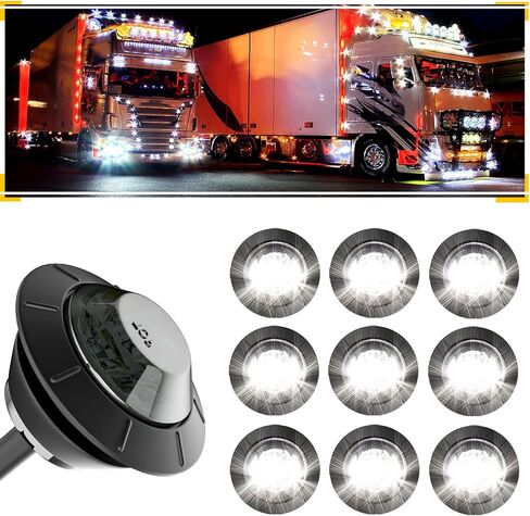 3/4 بوصة LED للمقطورة ماركر أضواء التخليص العنبر مستديرة 12 فولت LED علامة جانبية أمامية وخلفية إيقاف الانعطاف إشارة الذيل مؤشر ضوء مقاوم للماء لشاحنة مقطورة ATV UTV RV Van Pickup، 10 قطع مع عدسة كهرمانية in Kuwait