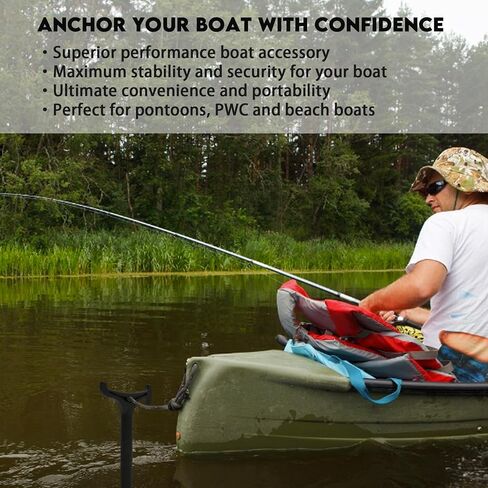 EDSRDPLT Aventik 7.75 بوصة مرساة وعمود دفع، عمود مرساة للمياه الضحلة مع مقبض على شكل حرف T وبوصلة، دبوس مرساة من الألياف الزجاجية متعدد الوظائف على الشاطئ in Kuwait