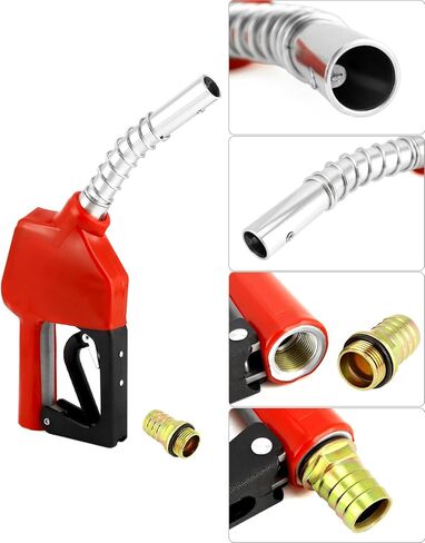 QWORK 3/4" NPT Automatic Shut-Off Fuel Nozzle, Portable Diesel Fuel Gasoline Kerosene Nozzle,Three Notch Hold Open Clip With Filter 13/16"Spout Max Flow Rate 16 GPM, Red in Saudi Arabia