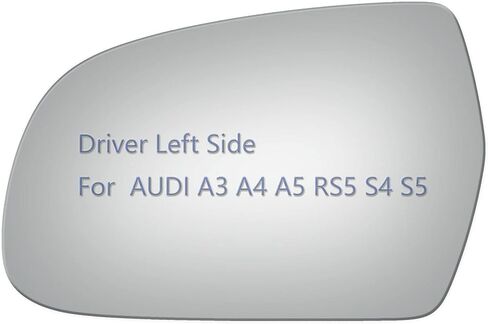 زجاج مرآة جانبية مناسب لسيارة Audi A3 A4 A5 Quattro، RS5 S4 S5 للسائق على الجانب الأيسر LH مسطح، بما في ذلك اللاصق (2010-2017) in Kuwait