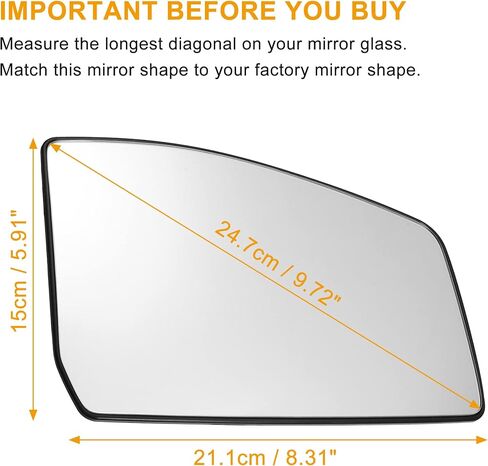 X AUTOHAUX Car Rearview Left Heated Mirror Glass Replacement W/Backing Plate for Ford Transit Custom 2013-2019 in Saudi Arabia