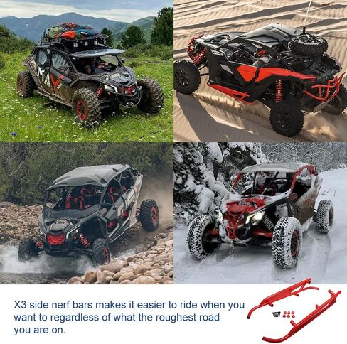 ELITEWILL X3 Rock Sliders Red Side Nerf Bars OEM Style 2-Doors Tree Kickers متوافق مع Can Am Maverick X3 / Turbo/R 2017-2022 يستبدل OEM #715003438 وOEM #715002963 in Saudi Arabia