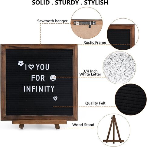 Felt Letter Board with Stand,10x10in Letter Board Sign,Letterboard Set Include 507PCS Precut White Letters,Wall &Tabletop Display in Saudi Arabia