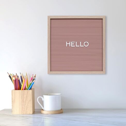 Framed Blush Letter Board, Pack of 191 Letters and Symbols, 12" W x 12" H Frame – Secure Grooves Hold 1" Letters in Place, Natural Finish Wood Frame in Saudi Arabia