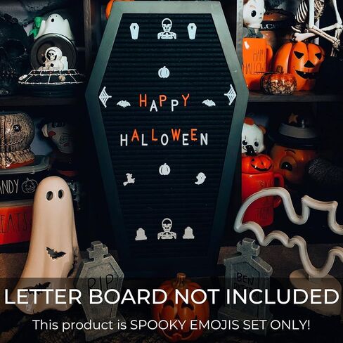 Nomnu Halloween Letter Board Characters White Spooky Emojis for Letterboard Gothic Icons, +80pcs Felt Message Board Accessories Pumpkin, Coffin, Skeleton, Skull, Spider, Spiderweb, Bat, Witch in Saudi Arabia