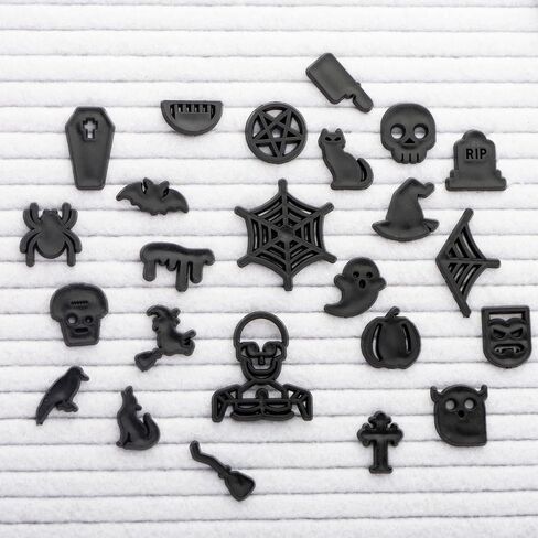 Nomnu Halloween Letter Board Characters White Spooky Emojis for Letterboard Gothic Icons, +80pcs Felt Message Board Accessories Pumpkin, Coffin, Skeleton, Skull, Spider, Spiderweb, Bat, Witch in Saudi Arabia