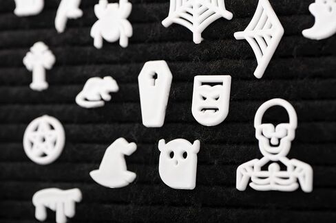 Nomnu Halloween Letter Board Characters White Spooky Emojis for Letterboard Gothic Icons, +80pcs Felt Message Board Accessories Pumpkin, Coffin, Skeleton, Skull, Spider, Spiderweb, Bat, Witch in Saudi Arabia