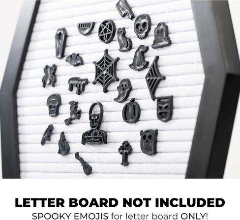 Nomnu Halloween Letter Board Characters White Spooky Emojis for Letterboard Gothic Icons, +80pcs Felt Message Board Accessories Pumpkin, Coffin, Skeleton, Skull, Spider, Spiderweb, Bat, Witch in Saudi Arabia