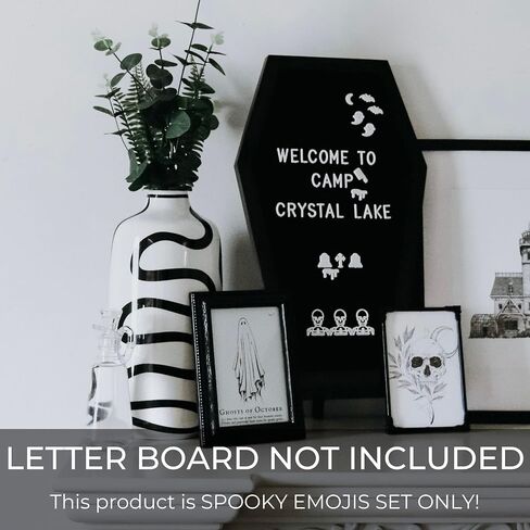 Nomnu Halloween Letter Board Characters White Spooky Emojis for Letterboard Gothic Icons, +80pcs Felt Message Board Accessories Pumpkin, Coffin, Skeleton, Skull, Spider, Spiderweb, Bat, Witch in Saudi Arabia