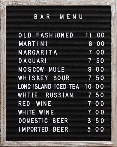 لوحة رسائل كبيرة جدًا قابلة للتغيير - لباد أسود مع إطار عتيق، حامل على الحائط، حقيبة قماش، مقص رسائل، صندوق رسائل و450 حرفًا 24 × 30 أسود/عتيق (LB5) in Kuwait