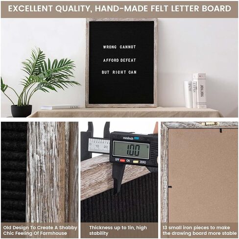 لوحة رسائل كبيرة جدًا قابلة للتغيير - لباد أسود مع إطار عتيق، حامل على الحائط، حقيبة قماش، مقص رسائل، صندوق رسائل و450 حرفًا 24 × 30 أسود/عتيق (LB5) in Kuwait