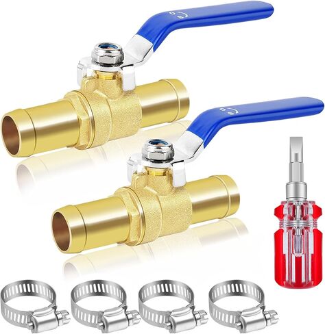 5/8 Heater Hose Shut Off Valve, 1Pack In-Line Shut Off Valve for 5/8″ Heater Hose, 5/8" Brass Barb Shut Off Valve Kit with 2pcs Stainless Steel Clamps, for Vehicle's Heating System Heater Hoses in Saudi Arabia