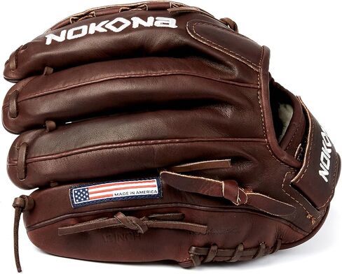 قفاز Nokona X2 Buckaroo Fastpitch مفتوح من الخلف ومغلق من شبكة الشوكولاتة والدانتيل الأيمن in Kuwait