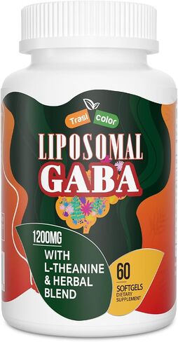 Liposomal GABA with L-Theanine Supplements 1200mg - High Absorption GABA Complex with Ashwagandha, Chamomile, Tart Cherry Herbal Supplements for Men and Women, 60 Softgels in Saudi Arabia