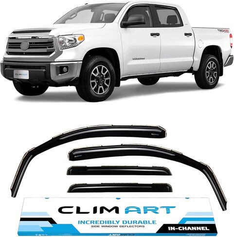 CLIM ART داخل القناة، واقيات مطر متينة بشكل لا يصدق لسيارة GMC Sierra 1500 2019-2024 Crew Cab، عاكسات النوافذ الأصلية، عاكس التهوية، أقنعة نافذة التهوية، ملحقات الشاحنة، 4pcs-619003LPv in Kuwait