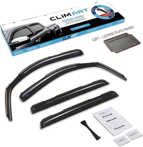 CLIM ART داخل القناة، واقيات مطر متينة بشكل لا يصدق لسيارة GMC Sierra 1500 2019-2024 Crew Cab، عاكسات النوافذ الأصلية، عاكس التهوية، أقنعة نافذة التهوية، ملحقات الشاحنة، 4pcs-619003LPv in Kuwait