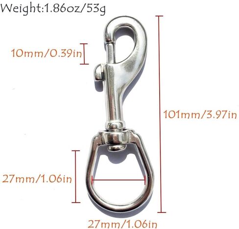 JCPLYNN Swivel Eye Bolt Snap Hooks, Stainless Steel 316 Marine Grade Scuba Diving Clip, Snap Bolt Trigger Chain Clip, Single Ended Trigger Clasp Pet Buckle, 80mm, 90mm, 101mm, Heavy Duty in Kuwait