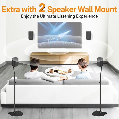 Universal Speaker Stand Height Adjustable Extend 33" to 42" - Speaker Stands Pair for Samsung, Vizio, Sony, Logitech and More Surround Sound Rear Speaker Stands with Speaker Wall Mount Holds to 12 Lbs in Saudi Arabia