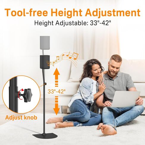 Universal Speaker Stand Height Adjustable Extend 33" to 42" - Speaker Stands Pair for Samsung, Vizio, Sony, Logitech and More Surround Sound Rear Speaker Stands with Speaker Wall Mount Holds to 12 Lbs in Saudi Arabia