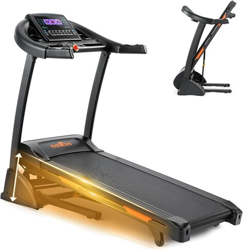 THERUN Incline Treadmill, Treadmill for Running and Walking, 300 lbs Weight Capacity Folding Treadmill with 0-15% Auto Incline, Wide Belt, 3.5HP, App, Heart Rate, Black in Saudi Arabia