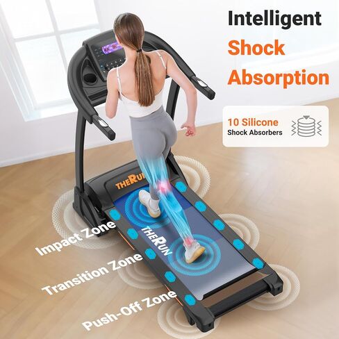 THERUN Incline Treadmill, Treadmill for Running and Walking, 300 lbs Weight Capacity Folding Treadmill with 0-15% Auto Incline, Wide Belt, 3.5HP, App, Heart Rate, Black in Saudi Arabia