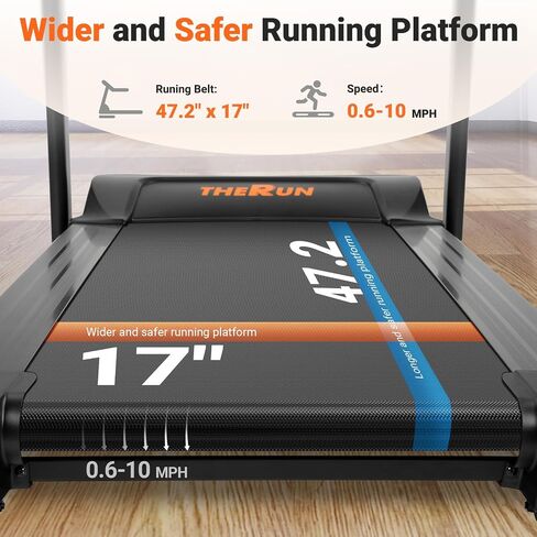THERUN Incline Treadmill, Treadmill for Running and Walking, 300 lbs Weight Capacity Folding Treadmill with 0-15% Auto Incline, Wide Belt, 3.5HP, App, Heart Rate, Black in Saudi Arabia