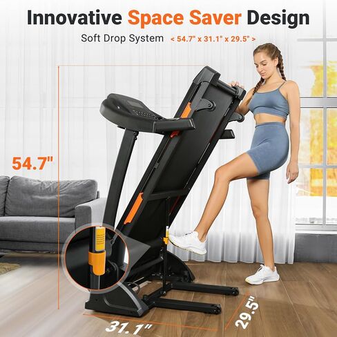 THERUN Incline Treadmill, Treadmill for Running and Walking, 300 lbs Weight Capacity Folding Treadmill with 0-15% Auto Incline, Wide Belt, 3.5HP, App, Heart Rate, Black in Saudi Arabia
