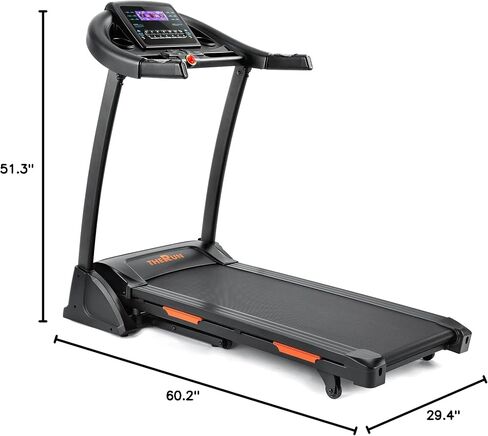 THERUN Incline Treadmill, Treadmill for Running and Walking, 300 lbs Weight Capacity Folding Treadmill with 0-15% Auto Incline, Wide Belt, 3.5HP, App, Heart Rate, Black in Saudi Arabia