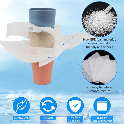 عبوة من 100 ملاءة إسفنجية من AOBOPLE، 35.56 سم × 35.56 سم، أوراق لف إسفنجية مع ملصقات هشة، صفائح إسفنجية مبطنة للحركة والتعبئة والتخزين، ومستلزمات النقل in Kuwait