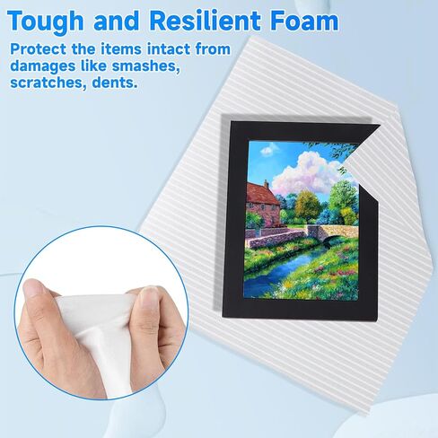 عبوة من 100 ملاءة إسفنجية من AOBOPLE، 35.56 سم × 35.56 سم، أوراق لف إسفنجية مع ملصقات هشة، صفائح إسفنجية مبطنة للحركة والتعبئة والتخزين، ومستلزمات النقل in Kuwait