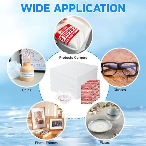 عبوة من 100 ملاءة إسفنجية من AOBOPLE، 35.56 سم × 35.56 سم، أوراق لف إسفنجية مع ملصقات هشة، صفائح إسفنجية مبطنة للحركة والتعبئة والتخزين، ومستلزمات النقل in Kuwait