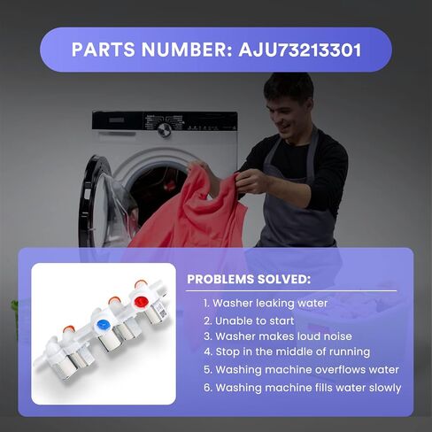 AJU75152601 AJU73213301 صمام مدخل المياه، متوافق مع غسالة LG Kenmore، يستبدل الجزء 5221EA1008F AJU75152601 TAW35618287، يناسب PS6448324، PD00005245، 2660126، AP5668417، EAP6448324، 33090048 in Saudi Arabia