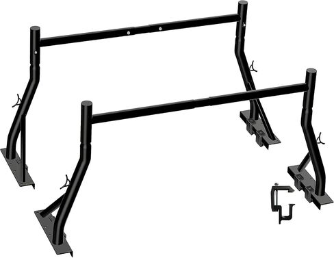 Truck Ladder Rack 800lbs Capacity with 8 Non-Drilling C-Clamps Heavy Duty Extendable Universal Pickup Ladder Rack Two-bar Set Matte Black One Pair in Saudi Arabia