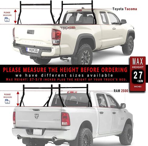 Truck Ladder Rack 800lbs Capacity with 8 Non-Drilling C-Clamps Heavy Duty Extendable Universal Pickup Ladder Rack Two-bar Set Matte Black One Pair in Saudi Arabia