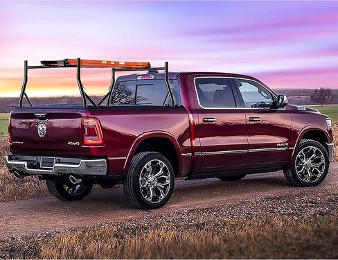 Truck Ladder Rack 800lbs Capacity with 8 Non-Drilling C-Clamps Heavy Duty Extendable Universal Pickup Ladder Rack Two-bar Set Matte Black One Pair in Saudi Arabia